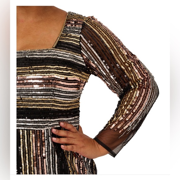 Plus Size Sequined Cutout-Back Dress.           A - Picture 3 of 9